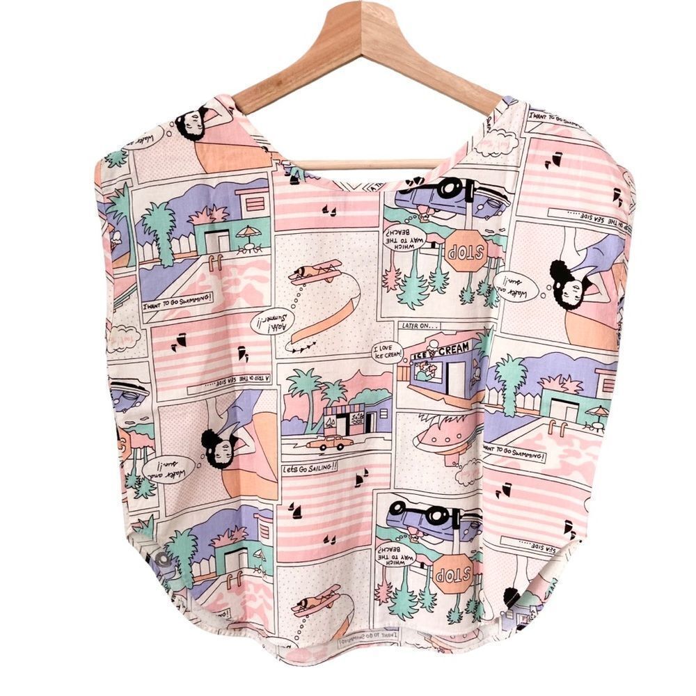Vintage Bold Spirit I love Ice Cream Statement Colorful Top in Size Medium